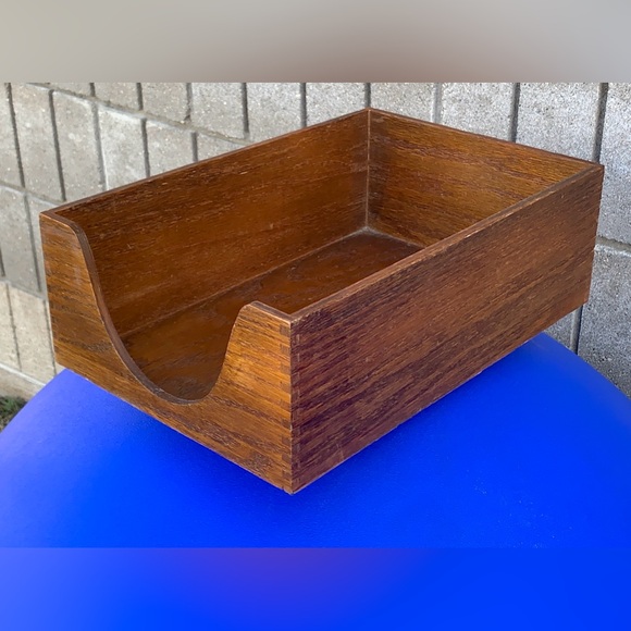 Mid Century Vintage Carver Finger Jointed Solid Oak Desk File Box - Picture 15 of 16